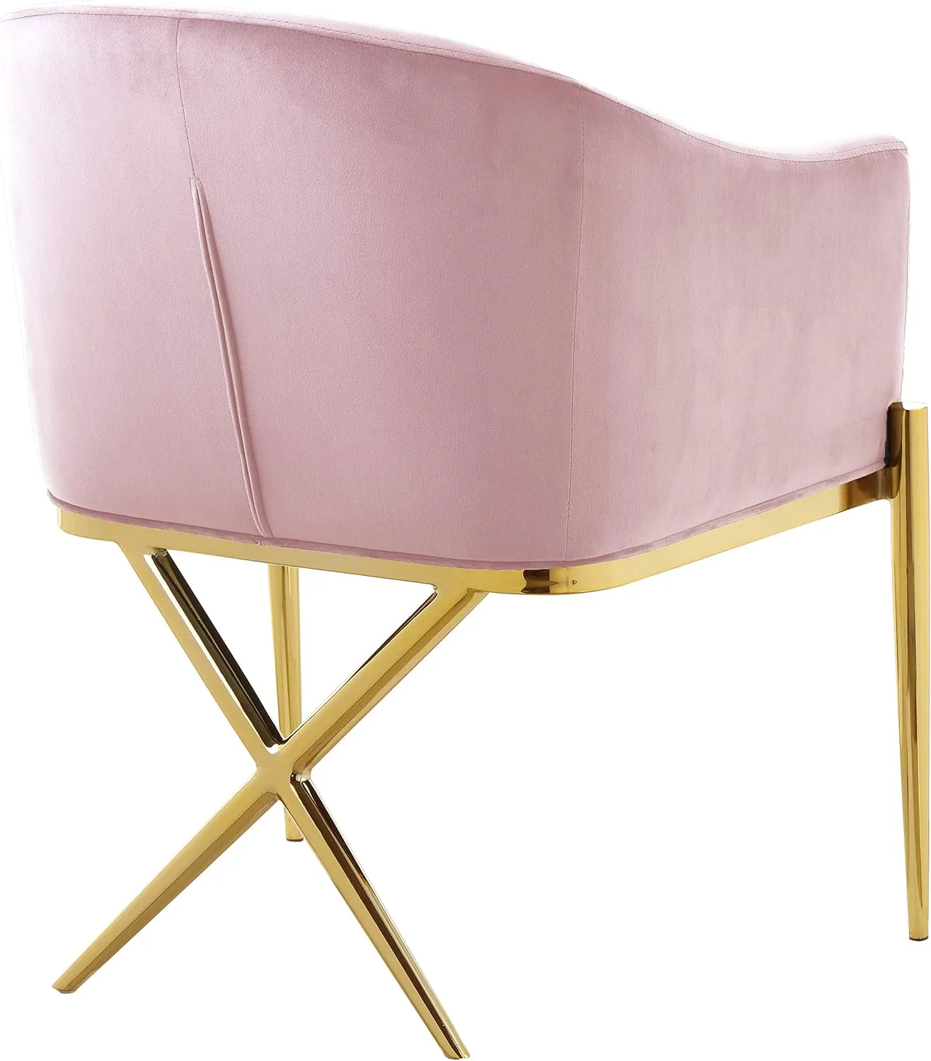 Meridian Furniture Xavier Collection Modern | Contemporary Velvet Upholstered Dining Chair with Sturdy Steel X Shaped Legs, 25.5" W x 24.5" D x 31.5" H, Pink