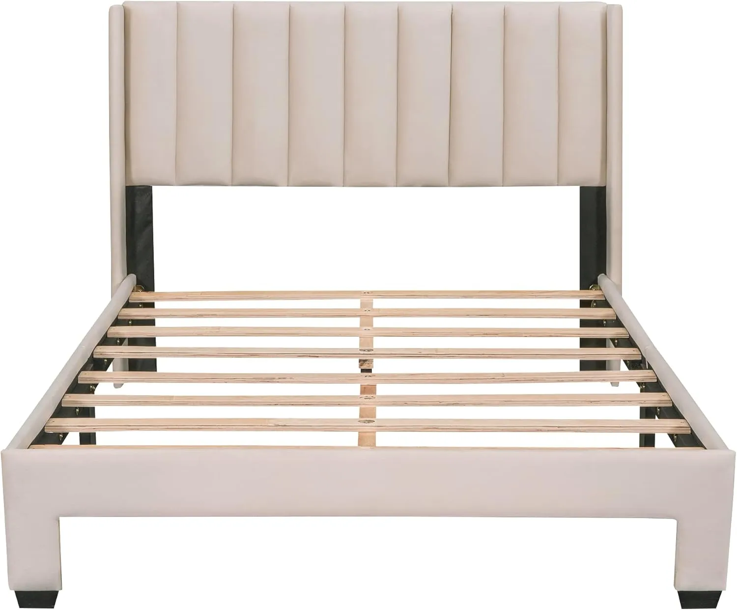 MhaRt Upholstered Full Size Platform Bed Frame with Headboard and a Big Drawer, Velvet Mattress Foundation with Wooden Slats Support, No Box Spring Needed - Blue,Modern Style, Beige, xx-921