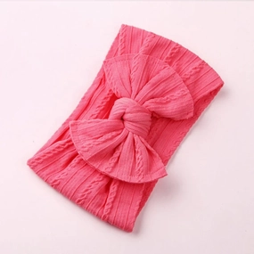 Mia Cable Knit Bow Headwrap | Coral