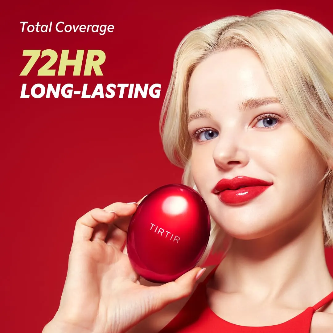 [*Mini Size*] TIRTIR Mask Fit Red Cushion Foundation | Full coverage, Weightless, Skin fit, Satin Glow Finish, Korean Makeup, beauty, Tattoo cover up, Buildable (#43N Deep Cocoa, 0.15 Fl Oz)