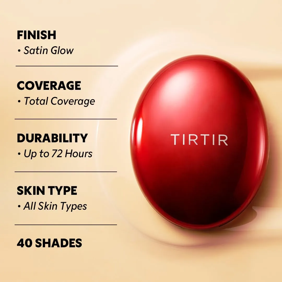 [*Mini Size*] TIRTIR Mask Fit Red Cushion Foundation | Full coverage, Weightless, Skin fit, Satin Glow Finish, Korean Makeup, beauty, Tattoo cover up, Buildable (#43N Deep Cocoa, 0.15 Fl Oz)