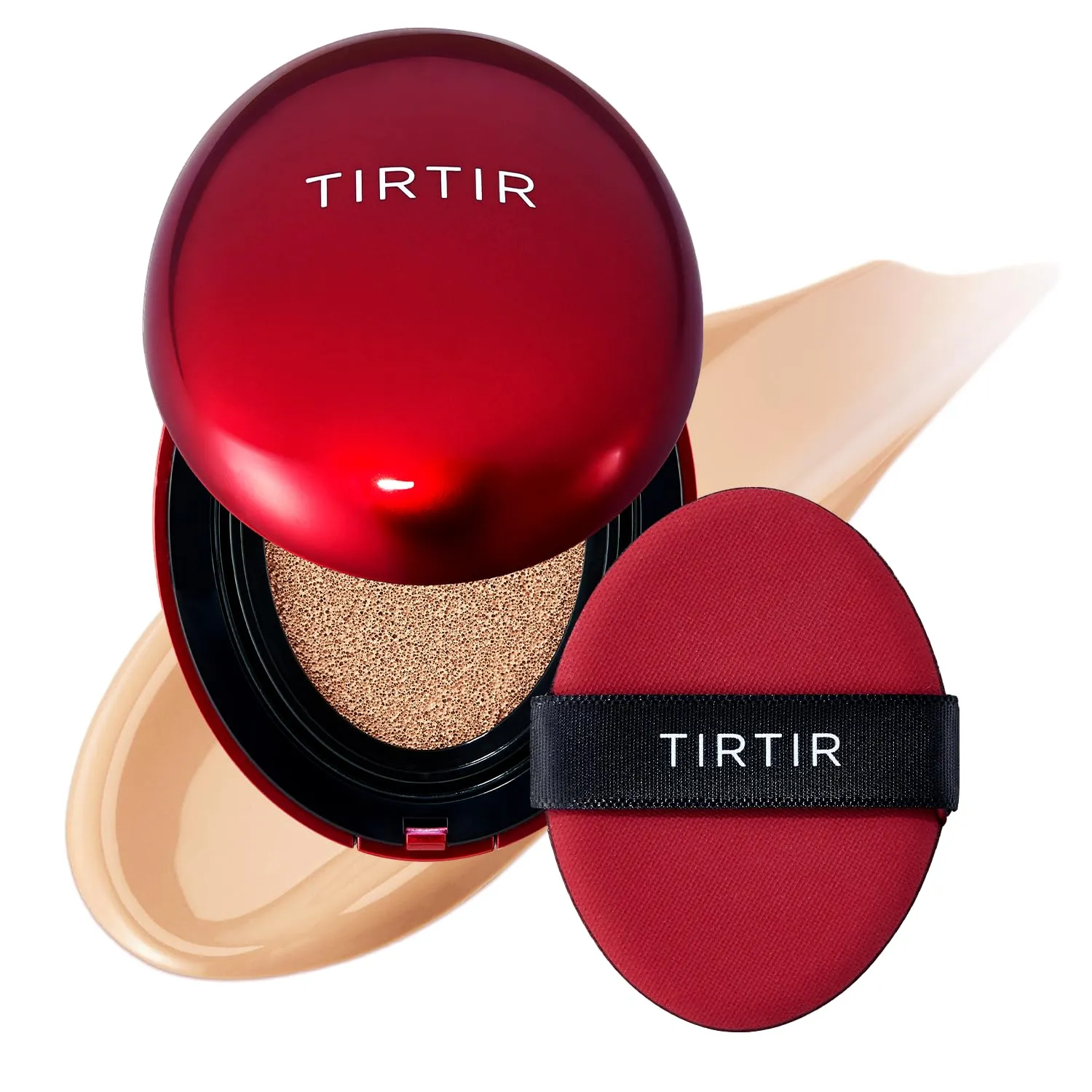 [*Mini Size*] TIRTIR Mask Fit Red Cushion Foundation | Full coverage, Weightless, Skin fit, Satin Glow Finish, Korean Makeup Cushion Foundation (#22N Shell Beige, 0.15 Fl Oz)