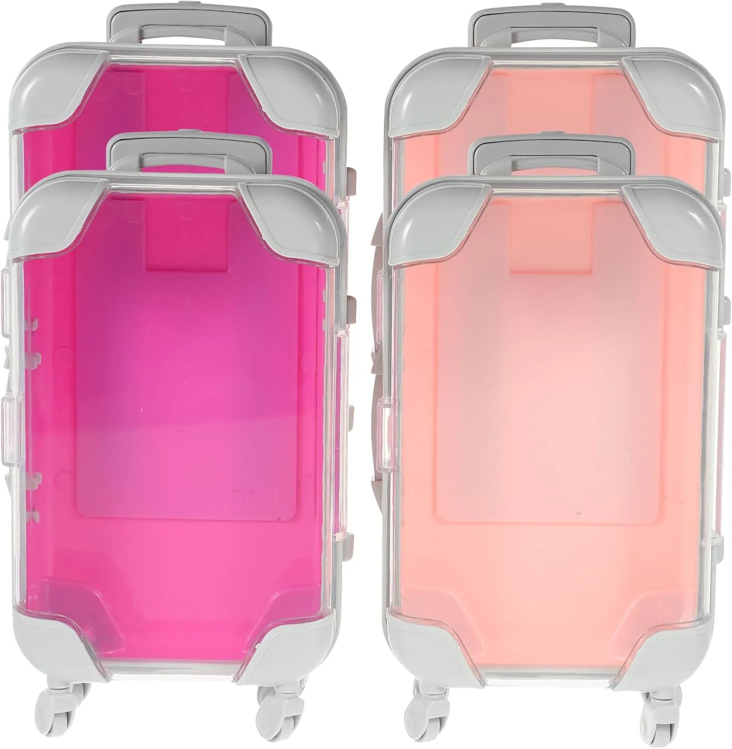 Mini Suitcase Party Favor Box 4pcs - Small Plastic Eyelash Storage Cases - Cute Travel Luggage for Candy Jewelry False Lashes Makeup Organizer Pink & Rose Red