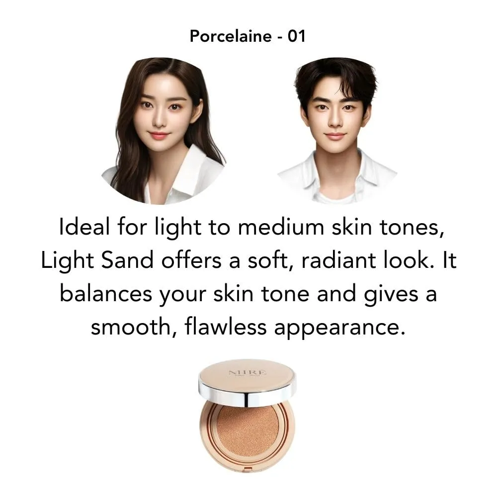 MIRECOSMETICS Velvet Finish All in 1 Cushion Foundation │Long Lasting, Full Coverage for All Skin Types (0.67oz) (03 Doré)