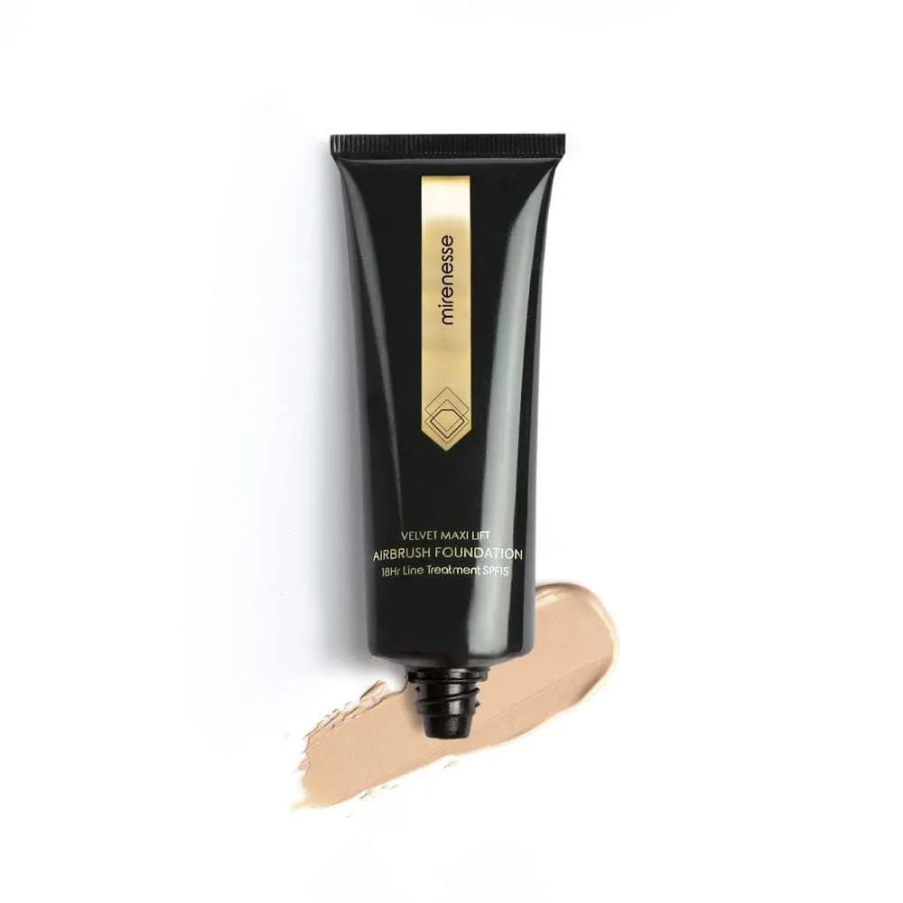 Mirenesse Skin Clone Velvet Maxi Lift Airbrush Foundation with 18hr wear, Line Treatment, SP15, 1.35oz 23.MOCHA