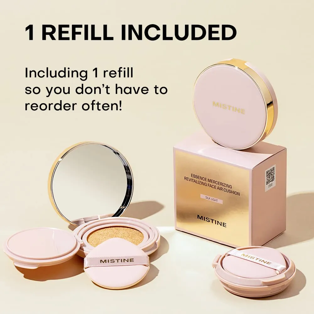 MISTINE Cushion Foundation Breathable Medium Coverage with Satin Finish,Long-Lasting, Oil-Moisture Balance Foundation Makeup,Contains 80% Beauty Serum for Combination Skin,Refill Included,Fair Ivory