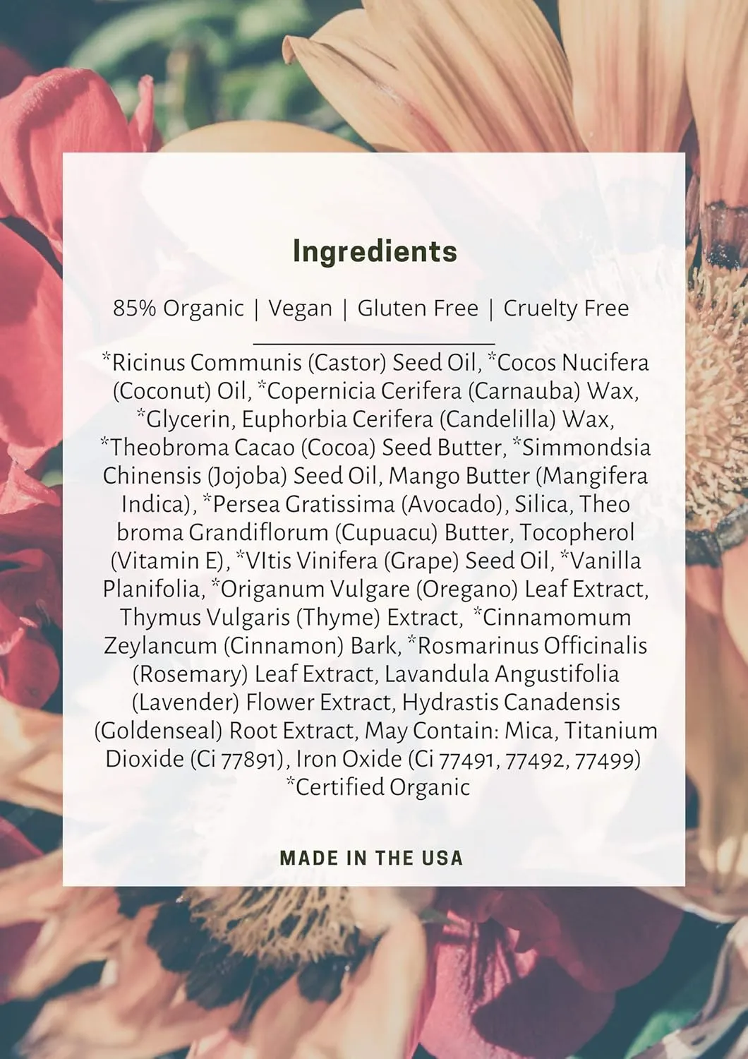 Mom's Secret 100% Natural Matte Lipstick, Organic, Long Lasting, Vegan, Gluten Free, Cruelty Free, Made in the USA, 0.12 oz. (Black Cherry)