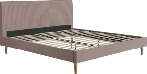 Mr. Kate Daphne Upholstered King Bed Frame with Headboard, Modern Platform Velvet King Bed Frame, Blush Velvet