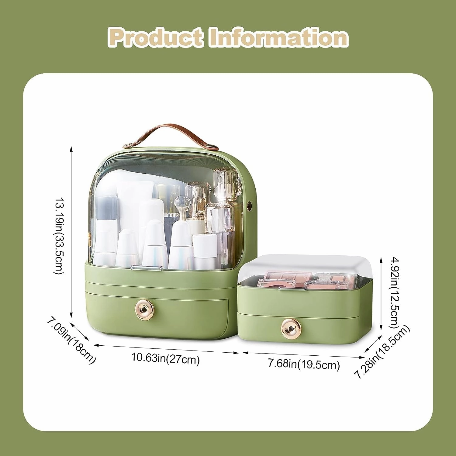 Multi-Function Makeup Box dustproof Cosmetic Storage Box, Cosmetic Skincare Jewellery Storage Box Organiser Bedroom Bathroom (Color : Green Eyeshadow Box)