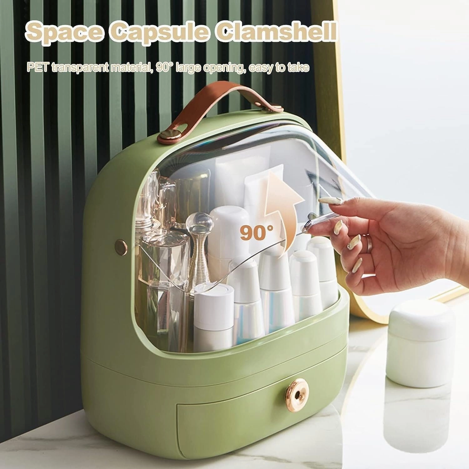 Multi-Function Makeup Box dustproof Cosmetic Storage Box, Cosmetic Skincare Jewellery Storage Box Organiser Bedroom Bathroom (Color : Green Eyeshadow Box)