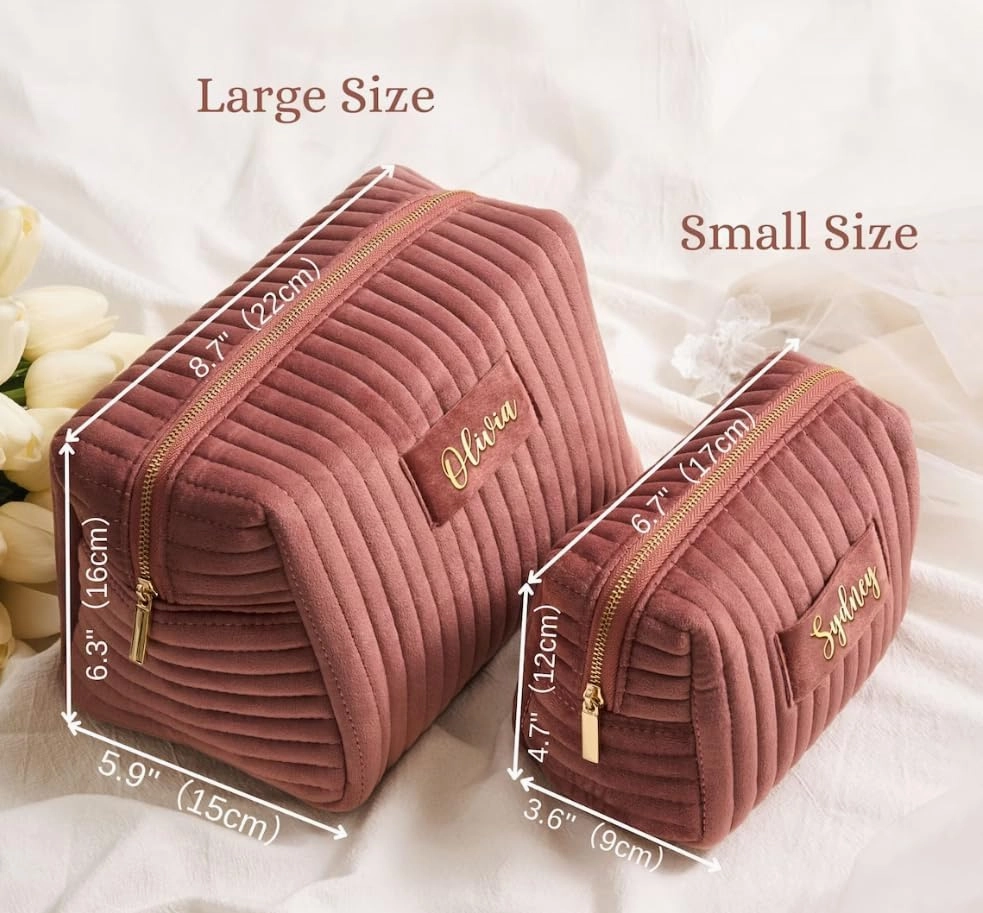 Name Designed Makeup Cosmetic Bags Small for Travel Women,Organizer Case Signature,Personalized Wide Open Pouch Portable Trendy Purse for Essentials Toiletries Brush Accessory with Zipper,Custom Gift