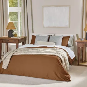 Nate Home by Nate Berkus 200TC 2-Piece Cotton Percale Duvet Cover | Crisp, Cool, Breathable Bedding Set from mDesign - Twin Size - 1 Duvet Cover/1 Pillow Sham, Bronze (Brown)