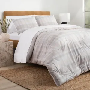 Nate Home by Nate Berkus 250TC Glen Plaid Comforter Set | Soft Breathable All-Season Cotton - Twin Size - from mDesign - Includes 1 Comforter, 1 Pillow Sham, Pearl Multi (Cream/Beige)