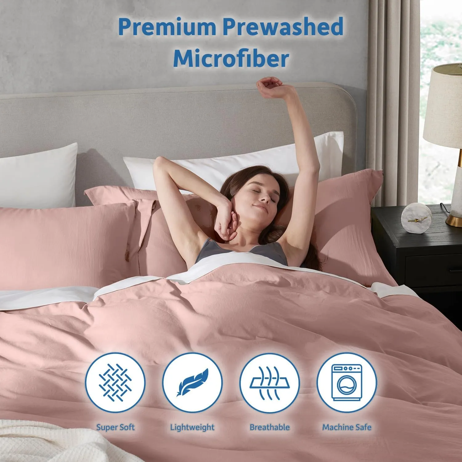 Nestl Blush Pink Duvet Cover King Size - Soft Prewashed King Duvet Cover Set, 3 Piece, with Zipper Closure, 1 Duvet Cover 104x90 inches and 2 Pillow Shams - No Comforter