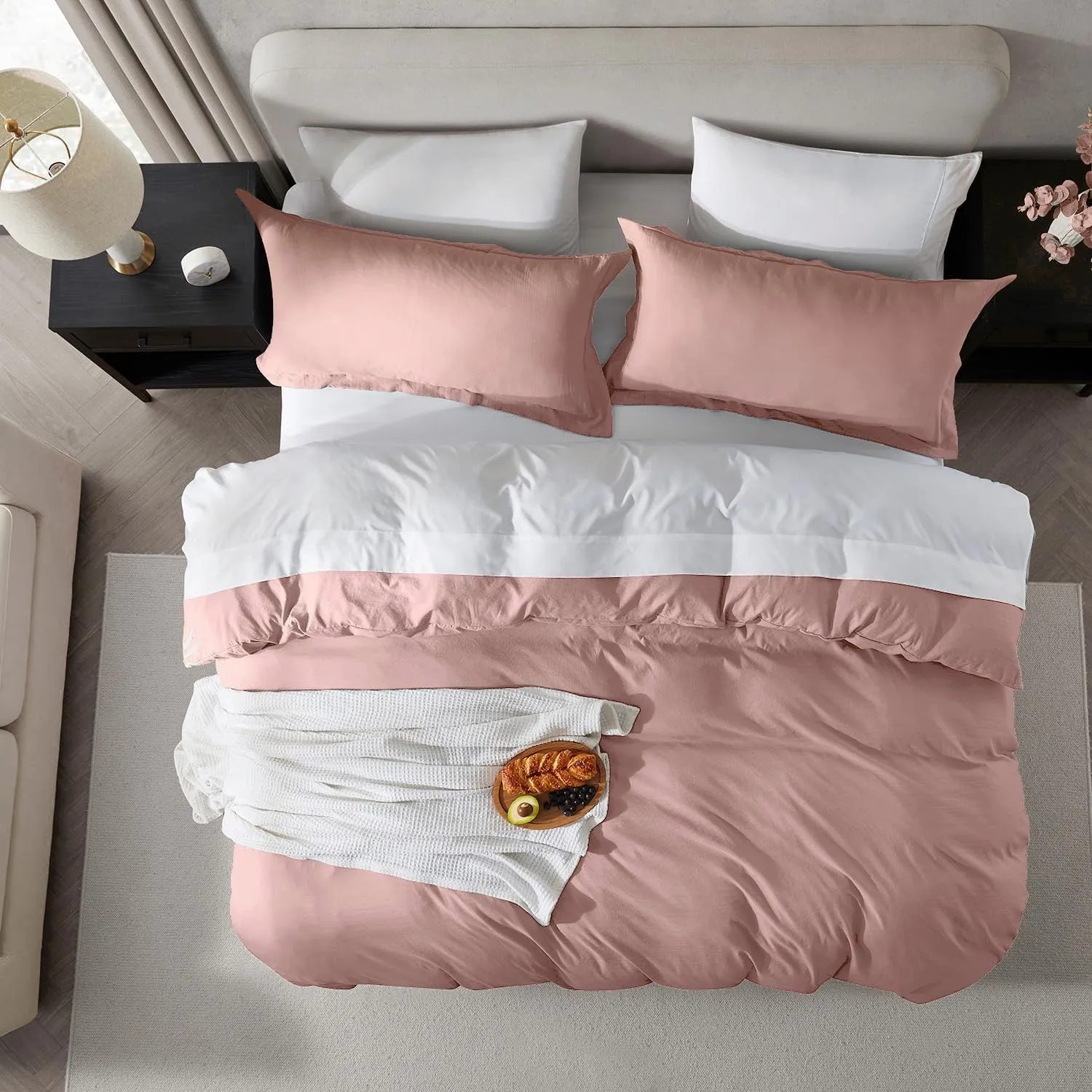 Nestl Blush Pink Duvet Cover King Size - Soft Prewashed King Duvet Cover Set, 3 Piece, with Zipper Closure, 1 Duvet Cover 104x90 inches and 2 Pillow Shams - No Comforter