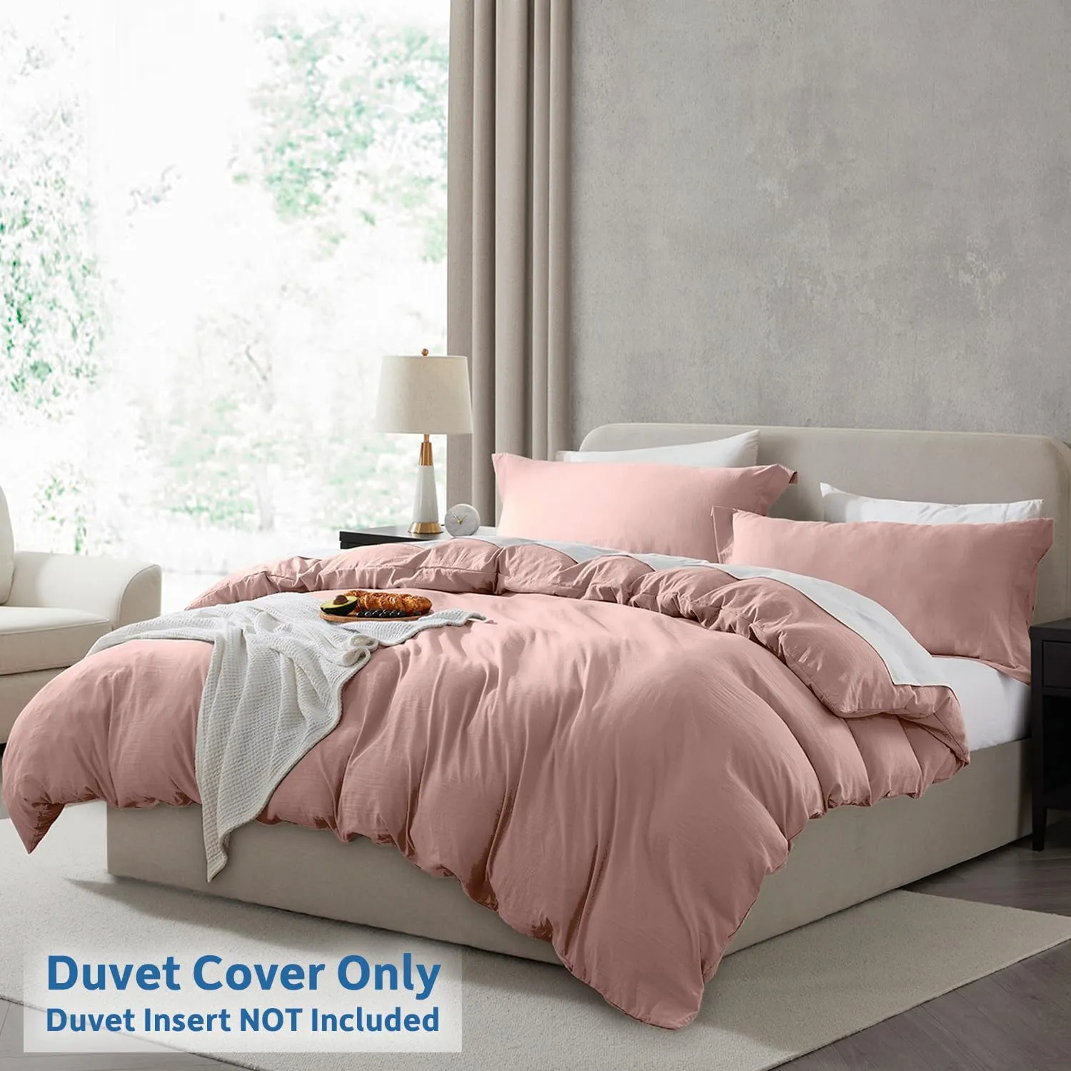 Nestl Blush Pink Duvet Cover King Size - Soft Prewashed King Duvet Cover Set, 3 Piece, with Zipper Closure, 1 Duvet Cover 104x90 inches and 2 Pillow Shams - No Comforter
