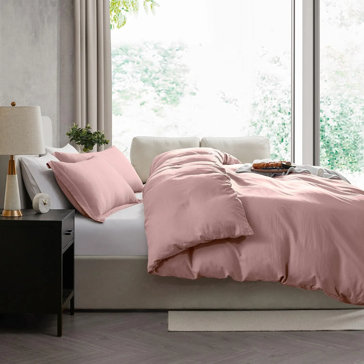 Nestl Blush Pink Duvet Cover King Size - Soft Prewashed King Duvet Cover Set, 3 Piece, with Zipper Closure, 1 Duvet Cover 104x90 inches and 2 Pillow Shams - No Comforter