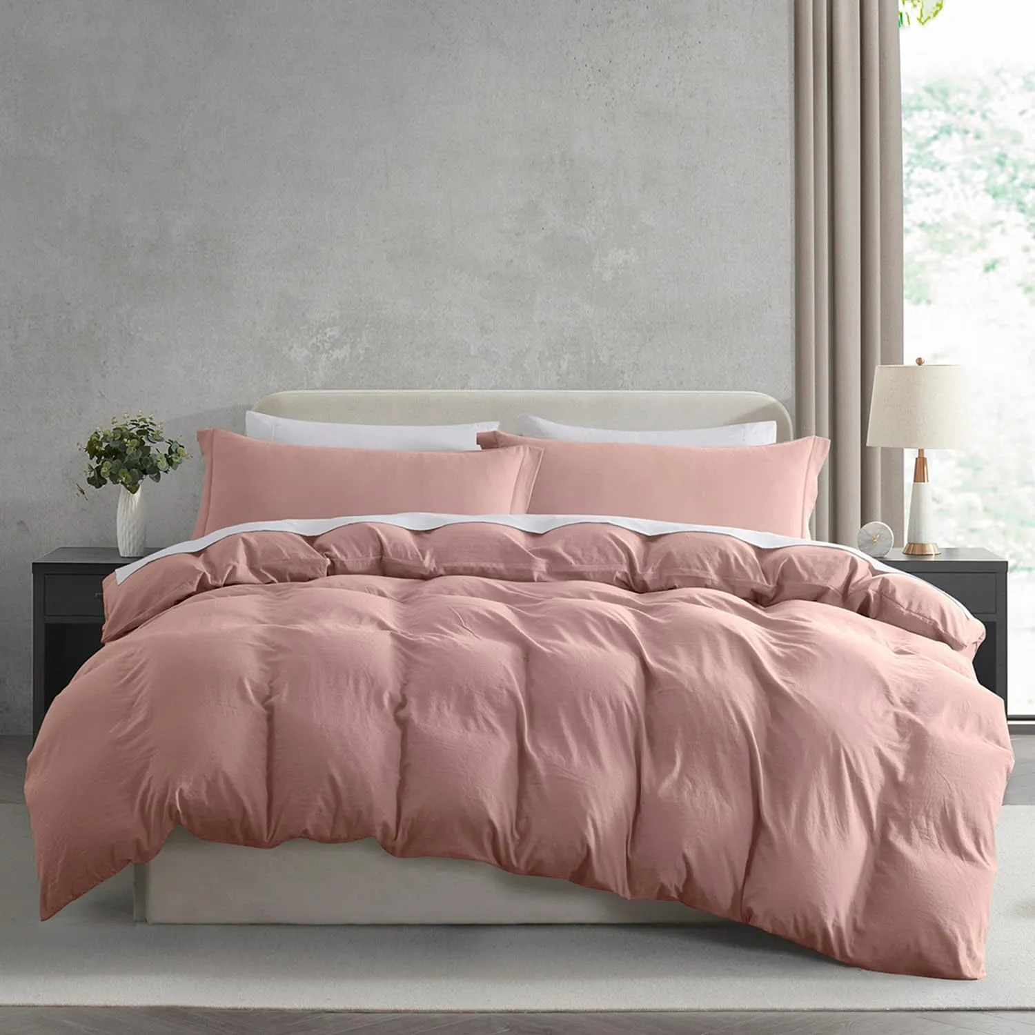 Nestl Blush Pink Duvet Cover King Size - Soft Prewashed King Duvet Cover Set, 3 Piece, with Zipper Closure, 1 Duvet Cover 104x90 inches and 2 Pillow Shams - No Comforter