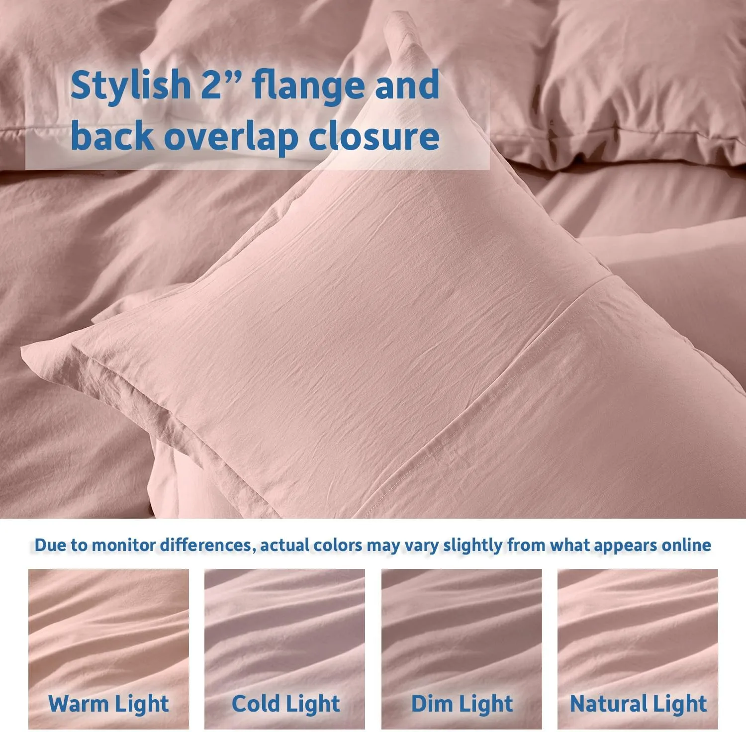 Nestl Blush Pink Duvet Cover King Size - Soft Prewashed King Duvet Cover Set, 3 Piece, with Zipper Closure, 1 Duvet Cover 104x90 inches and 2 Pillow Shams - No Comforter
