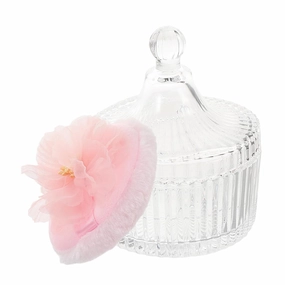 NOLITOY 1 Set Soft Velvet Dual Sided Powder Puff with Dustproof Glass Container for Body Powder Makeup Applications Washable Reusable Includes Elegant Storage Jar