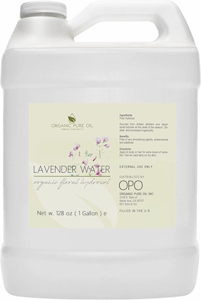 OPO Lavender Water Hydrosol - Pure Steam Distilled Natural Non GMO Calming Bulk Body, Face, Facial Toner, Aromatherapy, Set Makeup, Cleanser Mist Spritz (128 oz / 1 Gallon)