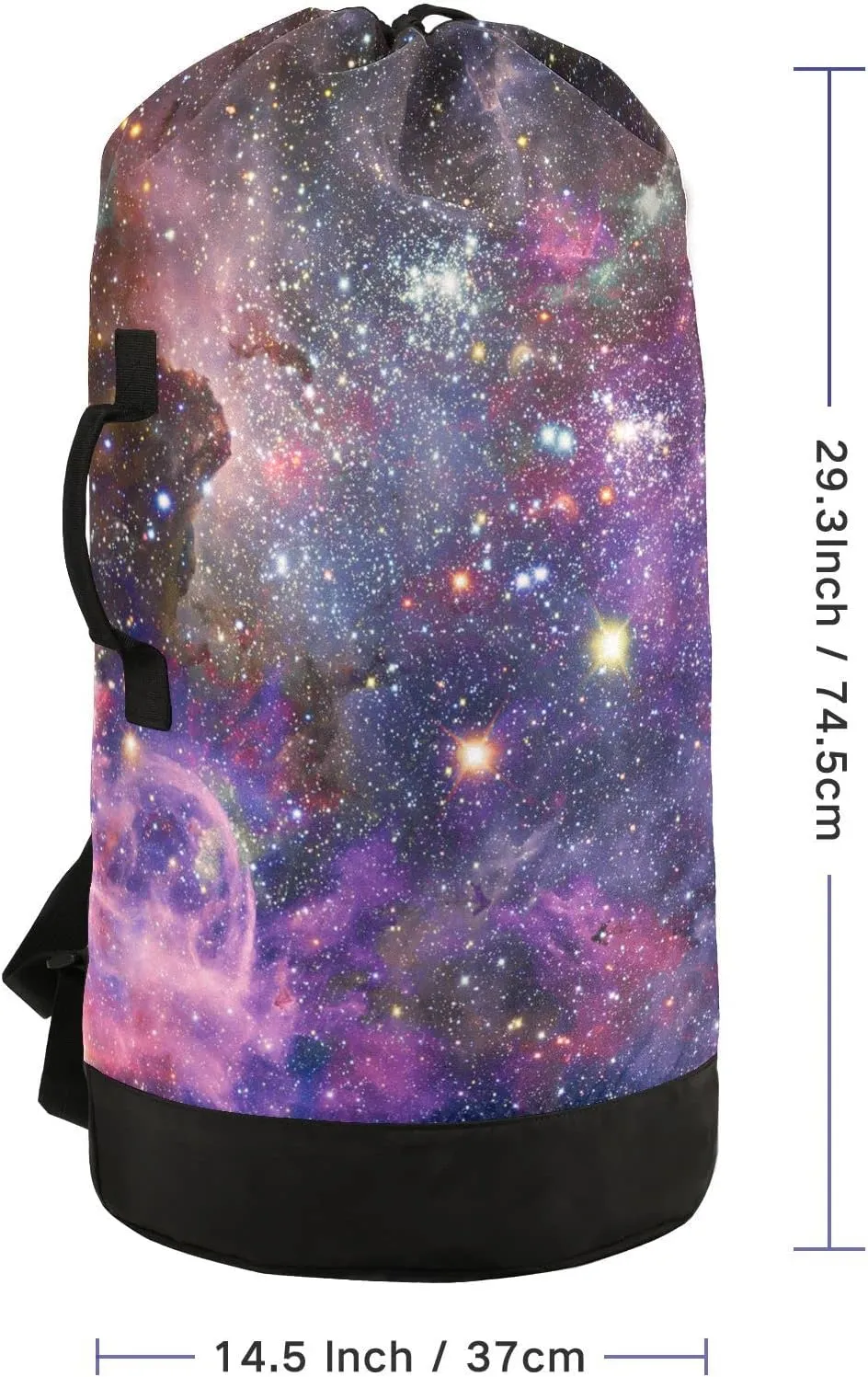 Oyihfvs Space Galaxy Universe with Glare Stars in Purple Pink Dark Blue Backpack Laundry Bag, Laundry Backpack with Shoulder Straps, Waterproof Nylon Clothes Hamper Bag for Men Women Yoga Backpack