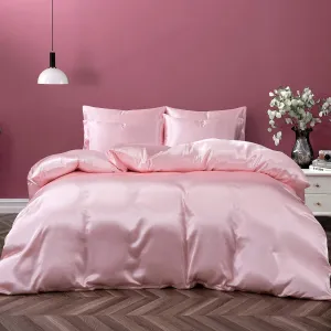 P Pothuiny 3 Pieces Satin Duvet Cover Twin/Twin XL Size, Luxury Silky Like Blush Pink Duvet Cover Bedding Set with Zipper Closure, 1 Duvet Cover   2 Pillow Cases (No Comforter)