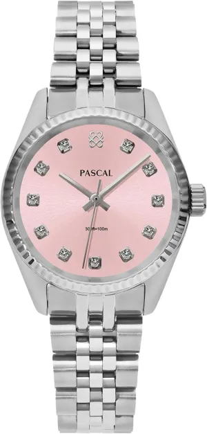 PASCAL Timeless Classic Diamond Stainless Steel Watch for Men and Women, Swiss Quartz Movement, Luxury Silver & Rose Gold Wrist Watch, Sapphire Crystal 10ATM Waterproof, 31mm / 36mm