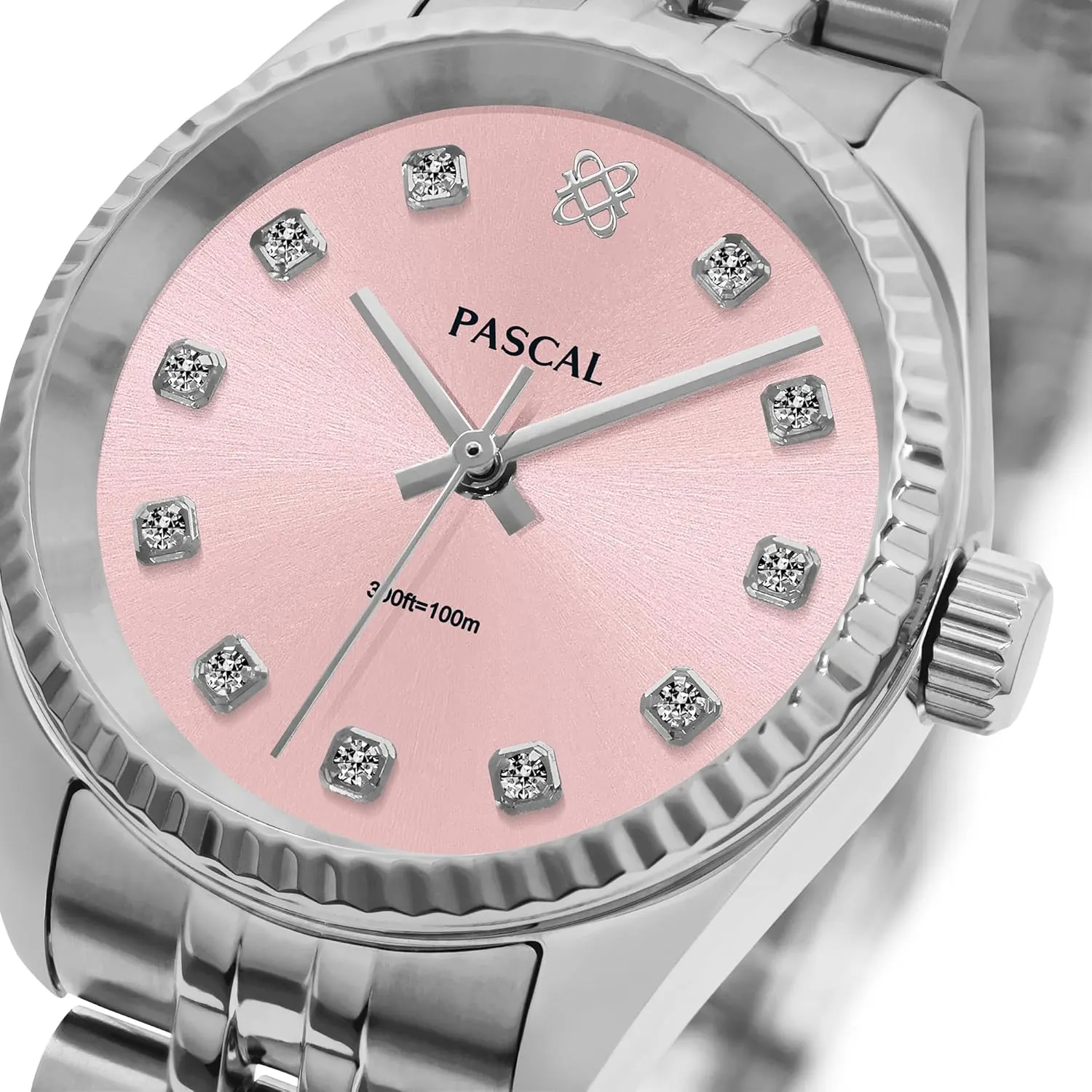 PASCAL Timeless Classic Diamond Stainless Steel Watch for Men and Women, Swiss Quartz Movement, Luxury Silver & Rose Gold Wrist Watch, Sapphire Crystal 10ATM Waterproof, 31mm / 36mm