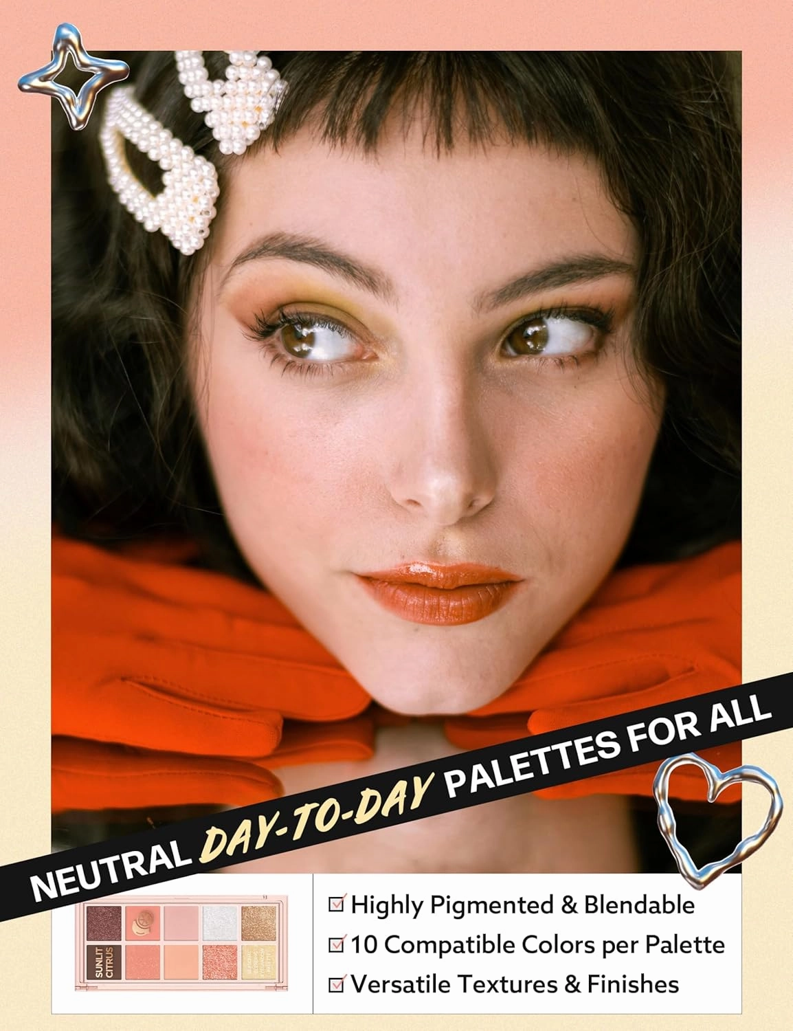 Peach C Seasonal Blending Eyeshadow Palette 04 Sunlit Citrus | Zesty Orange & Grapefruit Shades with Matte, Shimmer & Glitter Finishes | K-Beauty Palette for Bright Summer Looks