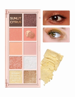 Peach C Seasonal Blending Eyeshadow Palette 04 Sunlit Citrus | Zesty Orange & Grapefruit Shades with Matte, Shimmer & Glitter Finishes | K-Beauty Palette for Bright Summer Looks