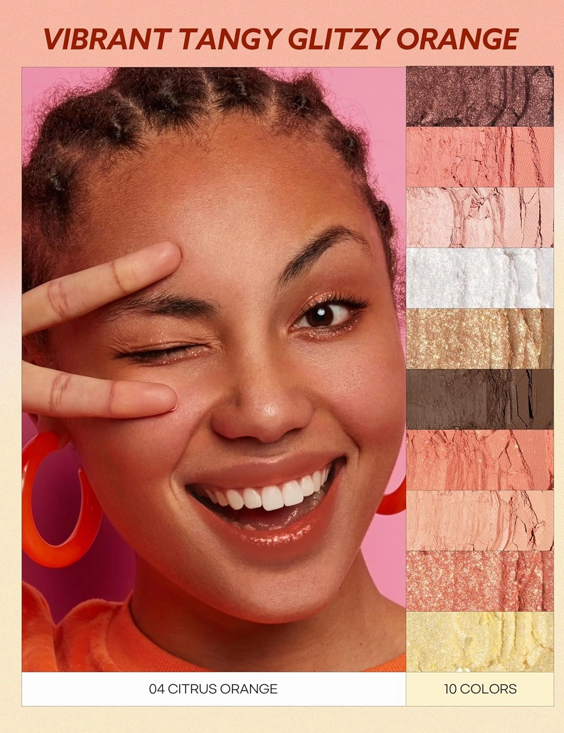 Peach C Seasonal Blending Eyeshadow Palette 04 Sunlit Citrus | Zesty Orange & Grapefruit Shades with Matte, Shimmer & Glitter Finishes | K-Beauty Palette for Bright Summer Looks