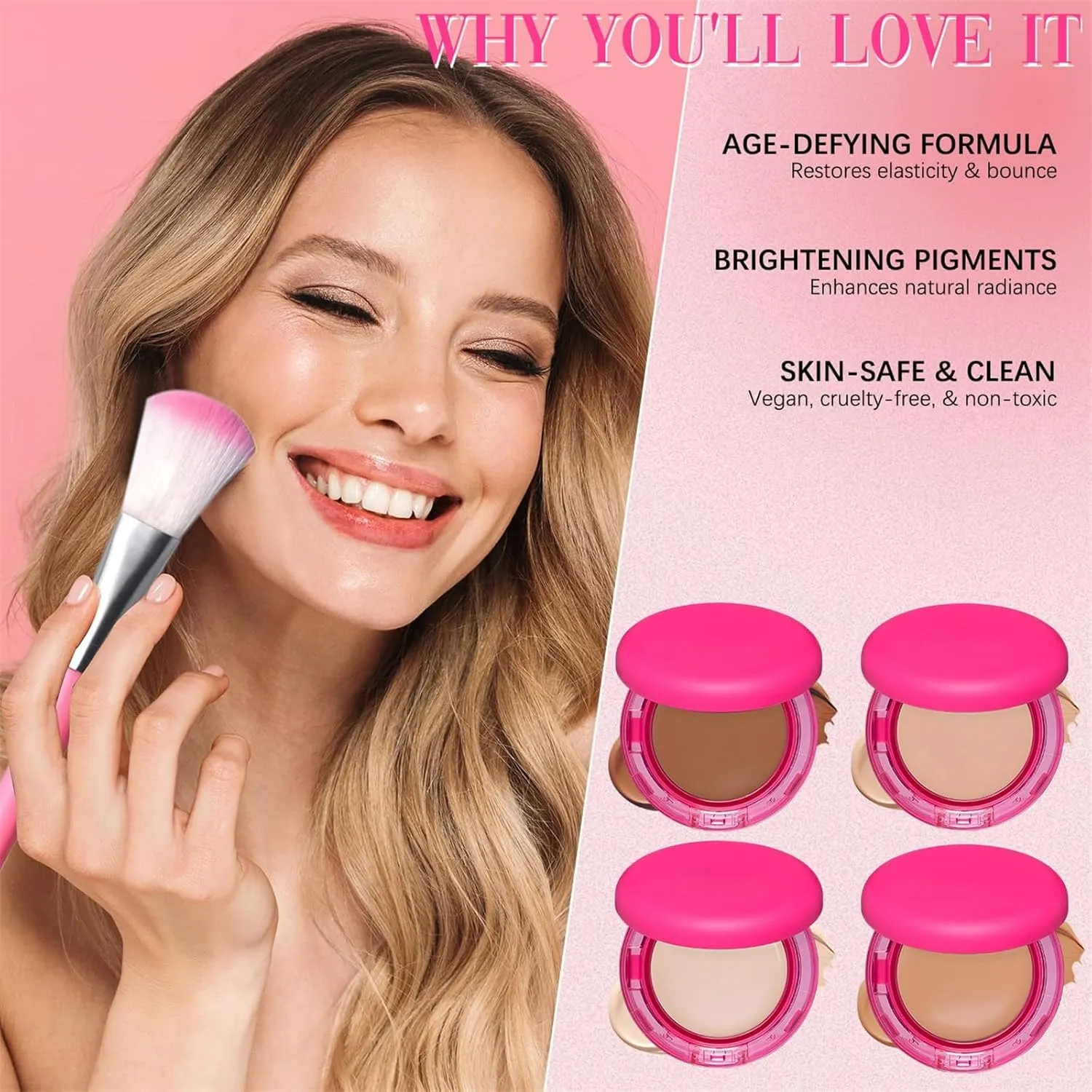 Peptide Bounce Balm Foundation, Hydrating, Age-Defying, Medium Buildable Coverage, Smooths Texture, for Mature Skin (1PC #3)