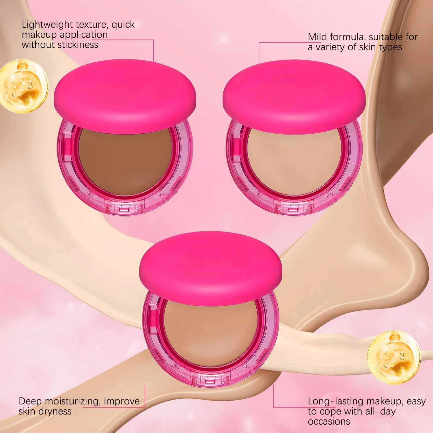 Peptide Bouncees Foundation, Age Defying Foundation for Mature Skin, Medium Buildable Coverage, Blur Fine Lines, Smooths Texture (Light-Medium)