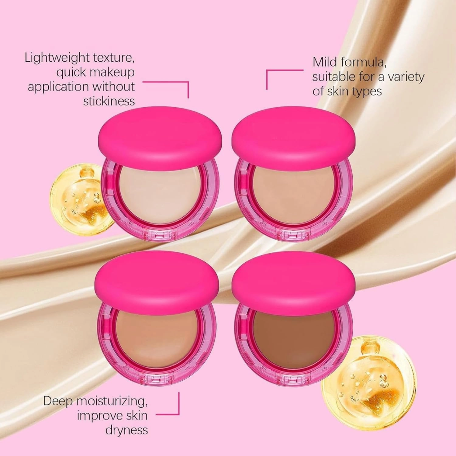 Peptide Bouncees Foundation, Tri-Ceramide Complex for Mature Skin, Buildable Medium Coverage, Smooths Texture, Blur Fine Lines for All Skin Types (A, 1)