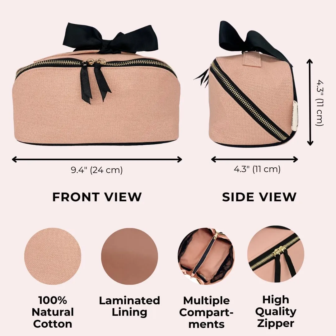 Personalized Makeup Bag for Women | Cosmetic Bag Organizer for Girls with Monogramming | Makeup Pouch for Traveling | Toiletry Bags for Women | Make Up Travel Pouches | Pink/Blush