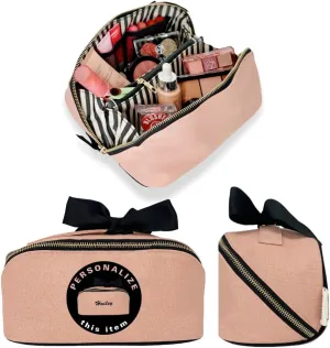Personalized Makeup Bag for Women | Cosmetic Bag Organizer for Girls with Monogramming | Makeup Pouch for Traveling | Toiletry Bags for Women | Make Up Travel Pouches | Pink/Blush