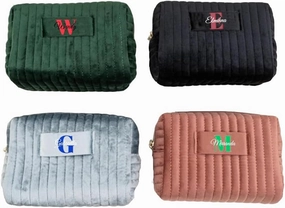 Personalized Makeup Bag Custom Cosmetic Bag with Letter Initial Name Monogrammed,Customized Cute Pouch Preppy Patch Chenille Accessories Traveling Organizer Bag to Store Toiletries,Brushes