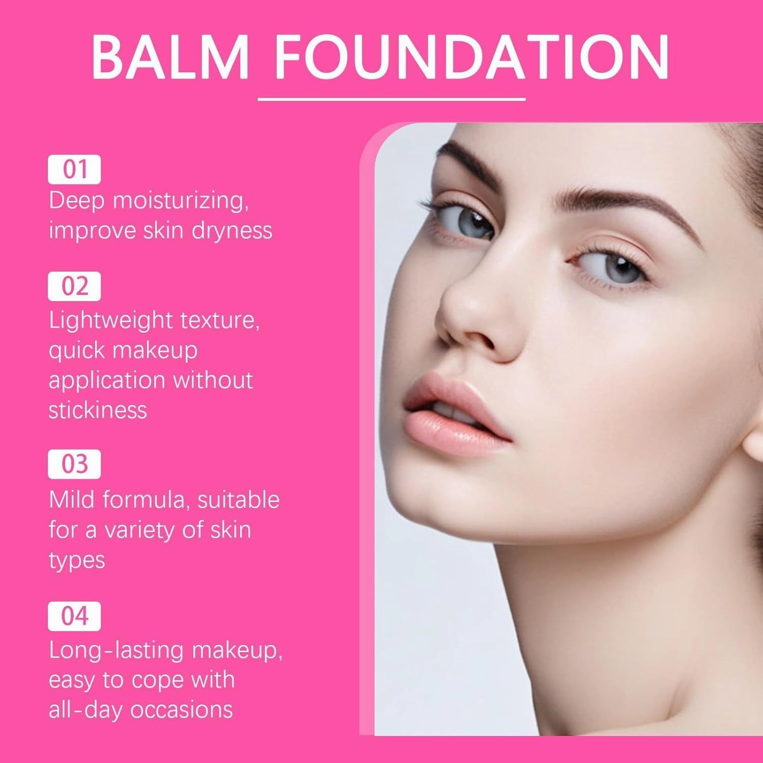 Peshoriadm Makeup, Peshoriadm Foundation, Medium Buildable Coverage, Long Lasting Moisturizing Makeup, Clean, Natural, Blur Fine Lines, Smooths Texture, For Mature Skin (03)