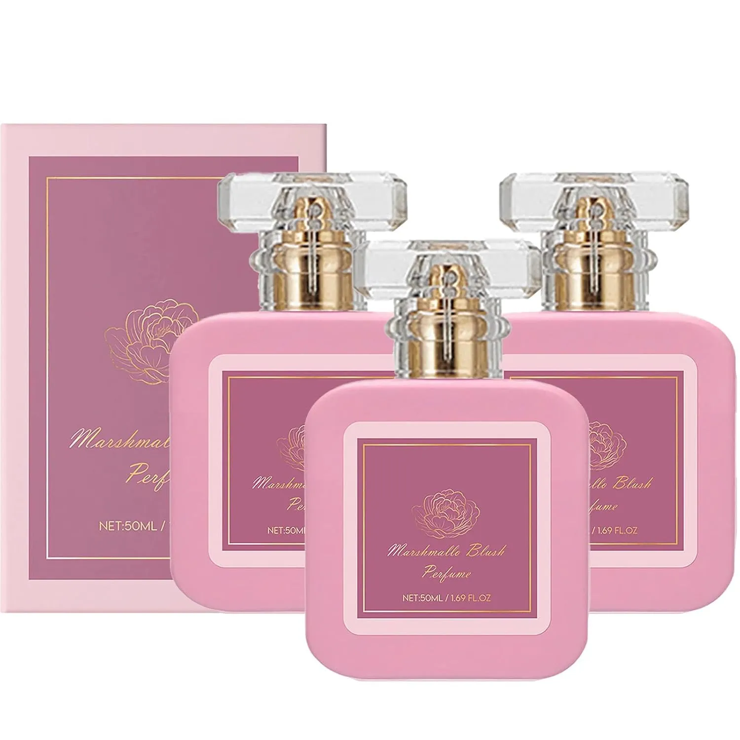 Pink Blush Shams Al Emarat Khususi Eau De Parfum Spray, Marshmallow Blush Perfume for Women, Romantic & Sweet Arabian Perfume (3 Pcs)