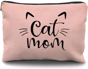 Pink Makeup Bag - Cat Mom Gifts for Women, Cat Lovers