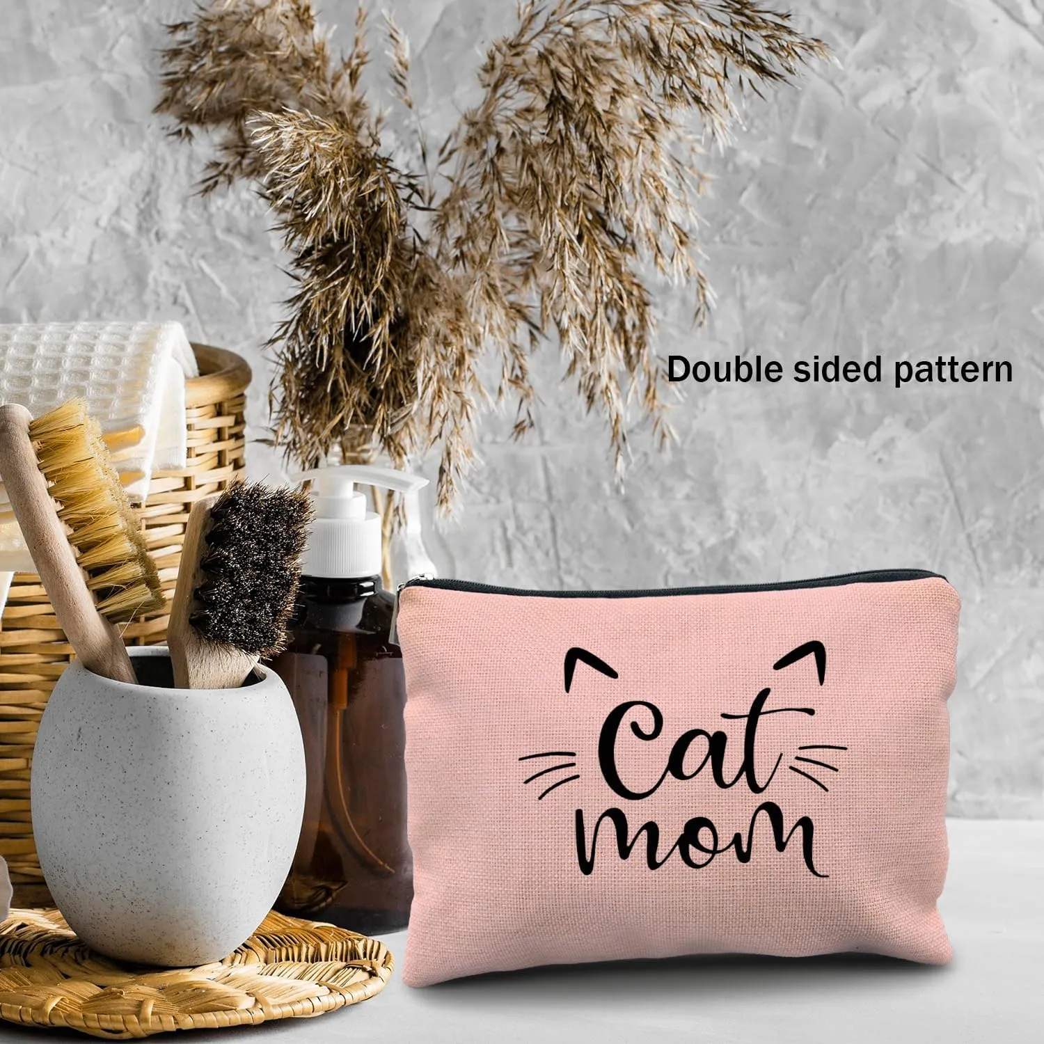 Pink Makeup Bag - Cat Mom Gifts for Women, Cat Lovers