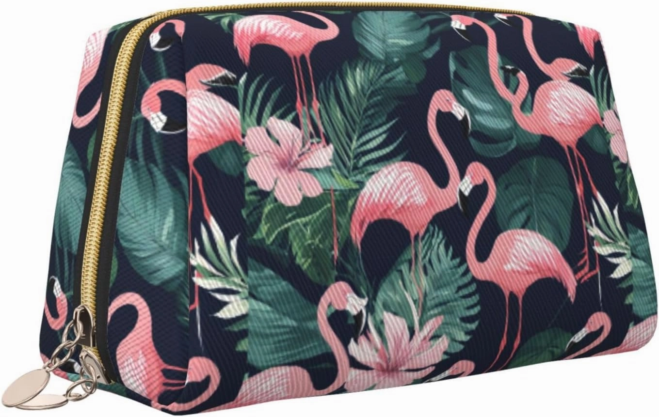 Pink Flamingo Toiletry Pouch, Travel-Friendly Makeup Organizer For Makeup Brushes, Lipsticks