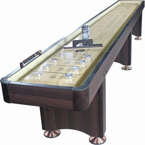 Playcraft Woodbridge Shuffleboard Table with Storage Cabinet - Shuffle Board Game Table Set with Matching Abacus, 8 Pucks, Brush & Wax (Made in USA) - Pro Style Climate Adjusters