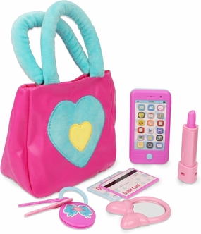 Playkidz Princess My First Purse Set - 7 Pieces Kids Play Purse and Accessories, Pretend Play Toy Set with Cool Girl Accessories, Includes Phone and Bag with Cards
