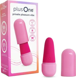 plusOne Private Pleasure Bullet Vibrator, Made of Body-Safe Silicone, Quiet Mode, 10 Settings, Rechargeable & Waterproof, Hygiene & Privacy Cover, Pink