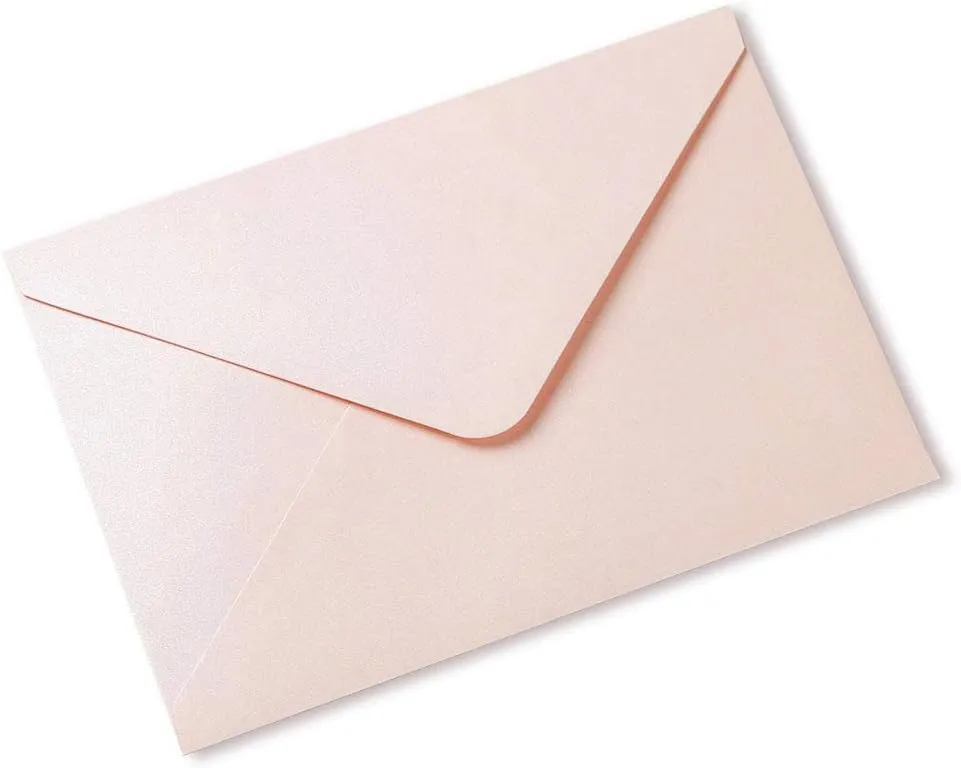 PONATIA 50 PCS/Pack A7 Envelopes, 5.25 x 7.5'' Shiny Blush Pink Envelopes, Perfect For 5 x 7'' Wedding Invitation Cards, Graduation Invite, Acrylic Invitations, Photos