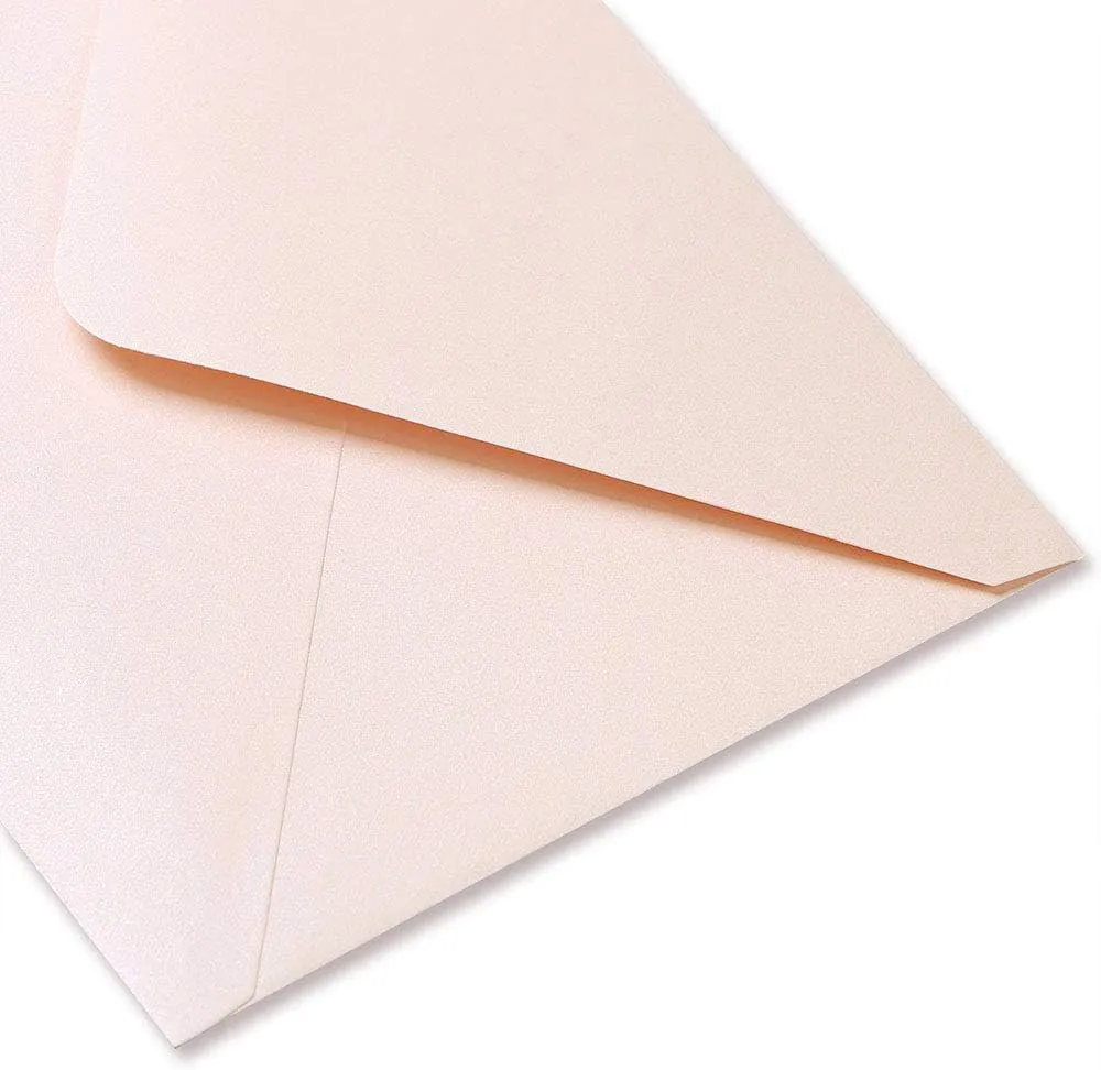 PONATIA 50 PCS/Pack A7 Envelopes, 5.25 x 7.5'' Shiny Blush Pink Envelopes, Perfect For 5 x 7'' Wedding Invitation Cards, Graduation Invite, Acrylic Invitations, Photos