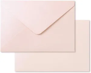 PONATIA 50 PCS/Pack A7 Envelopes, 5.25 x 7.5'' Shiny Blush Pink Envelopes, Perfect For 5 x 7'' Wedding Invitation Cards, Graduation Invite, Acrylic Invitations, Photos