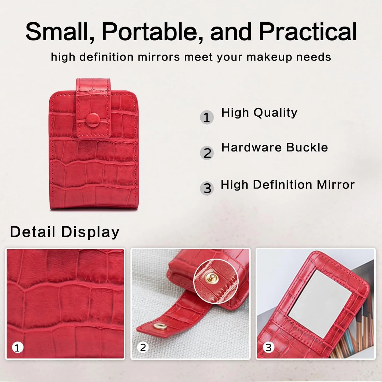 PORRASSO Lipstick Case Portable Mini Cosmetic Bag Women Lipstick Lip Gloss Bag with Mirror Travel Lipstick Holder for Storeing Lipstick Lip Glaze Powder Wine Red